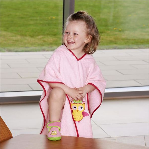 Kids beach poncho Playshoes Pink Owl