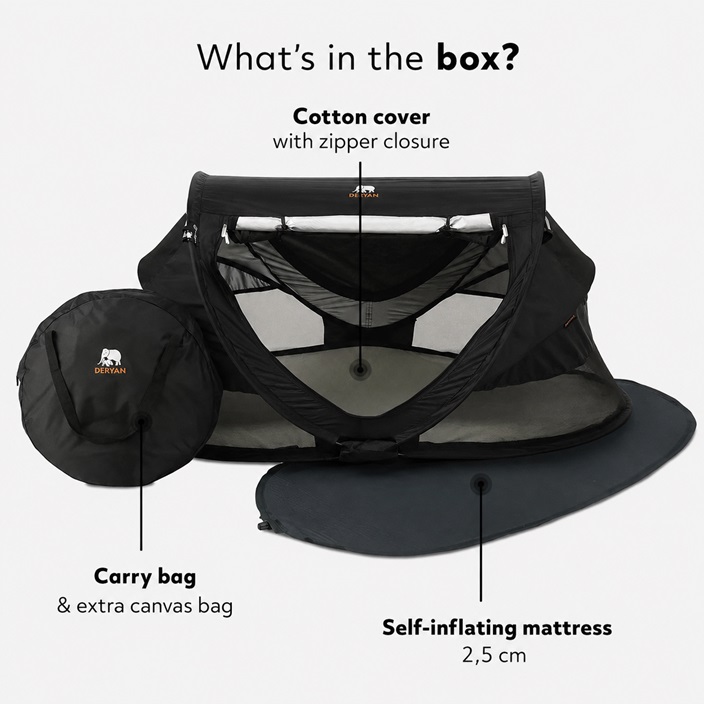 Travel Cot - Deryan Toddler Luxe Black