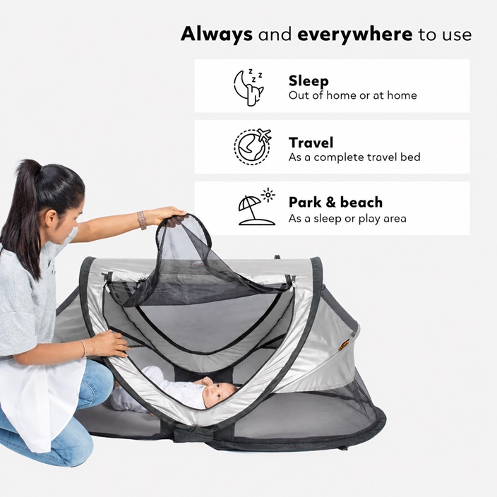 Travel Cot - Deryan Toddler Luxe Silver