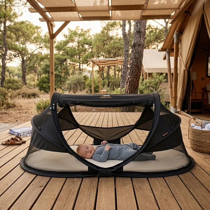 Travel Cot - Deryan Baby Luxe Black