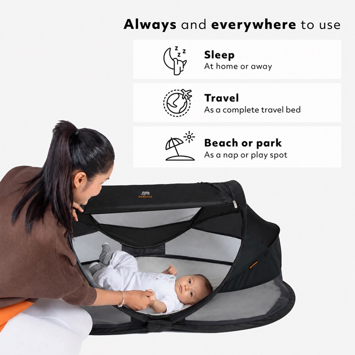 Travel Cot - Deryan Baby Luxe Black