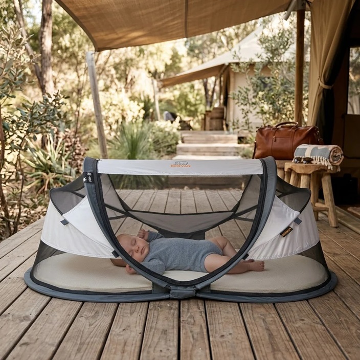 Travel Cot - Deryan Baby Luxe Silver