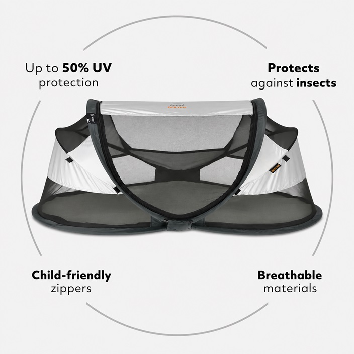 Travel Cot - Deryan Baby Luxe Silver