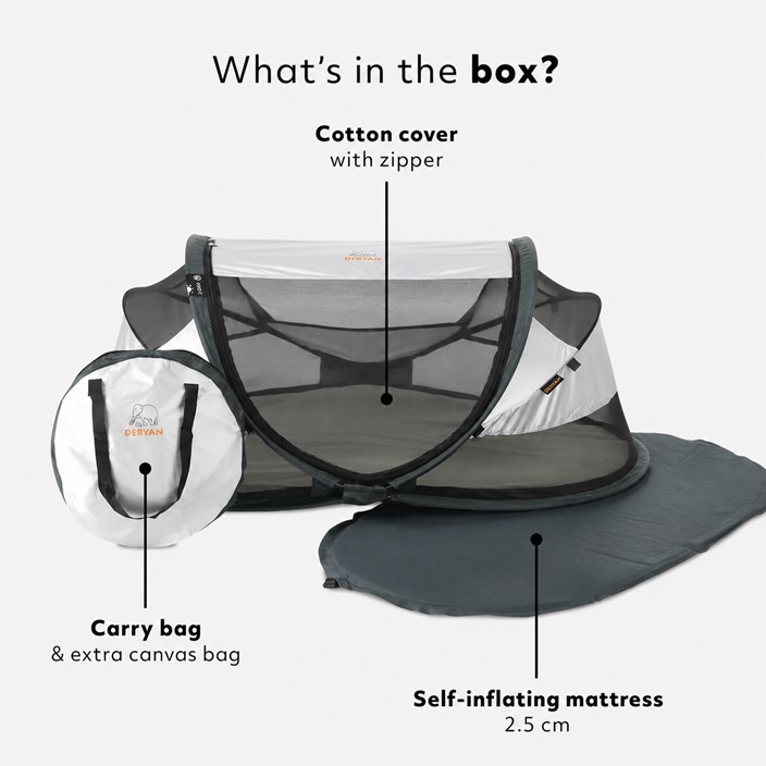 Travel Cot - Deryan Baby Luxe Silver