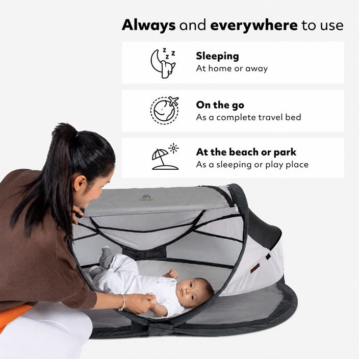 Travel Cot - Deryan Baby Luxe Silver