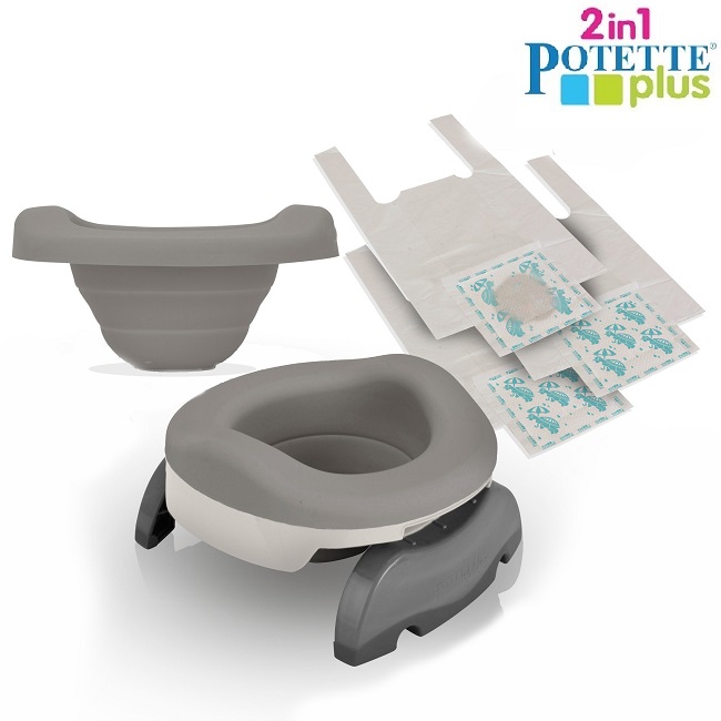 Travel potty and toilet trainer seat Potette Plus Grey Value Pack