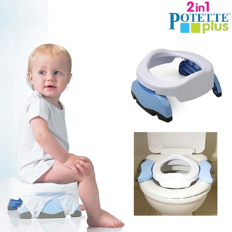 Travel potty and toilet trainer seat Potette Plus Whiet and Light Blue