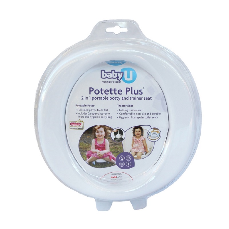 Travel potty and toilet trainer seat Potette Plus Whiet and Light Blue