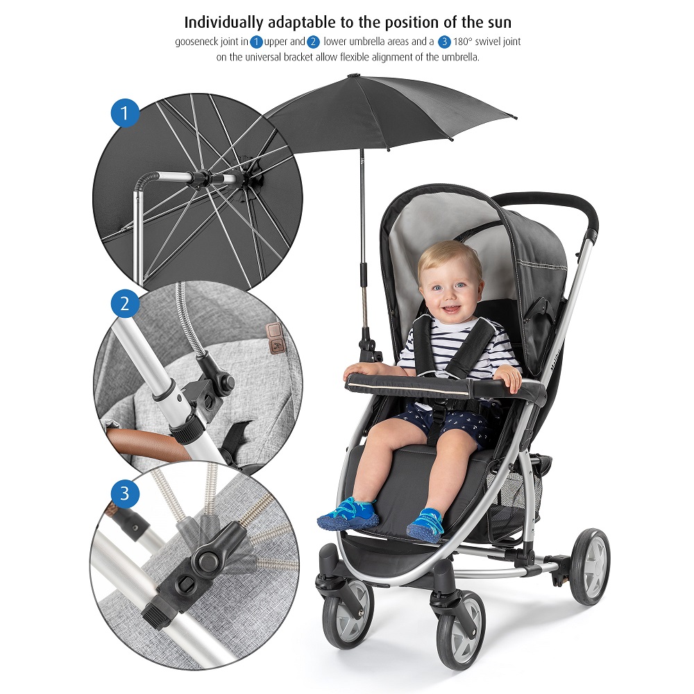 Sun parasol for pram Reer Black