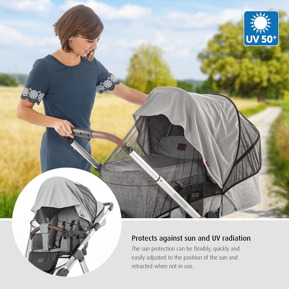 Sun shade and insect net for prams Reer ShineSafe Bite and Sun Grey