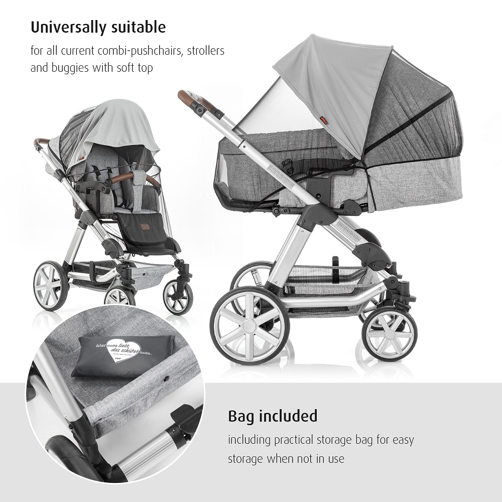 Sun shade and insect net for prams Reer ShineSafe Bite and Sun Grey