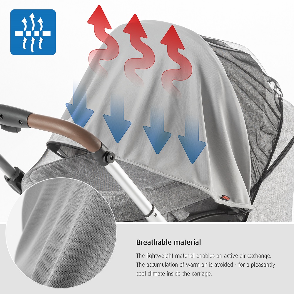 Sun shade and insect net for prams Reer ShineSafe Bite and Sun Grey