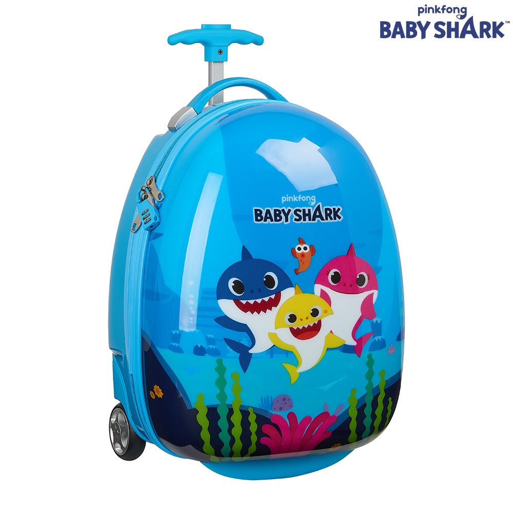 Baby Shark Kids Blue Yellow Suitcase