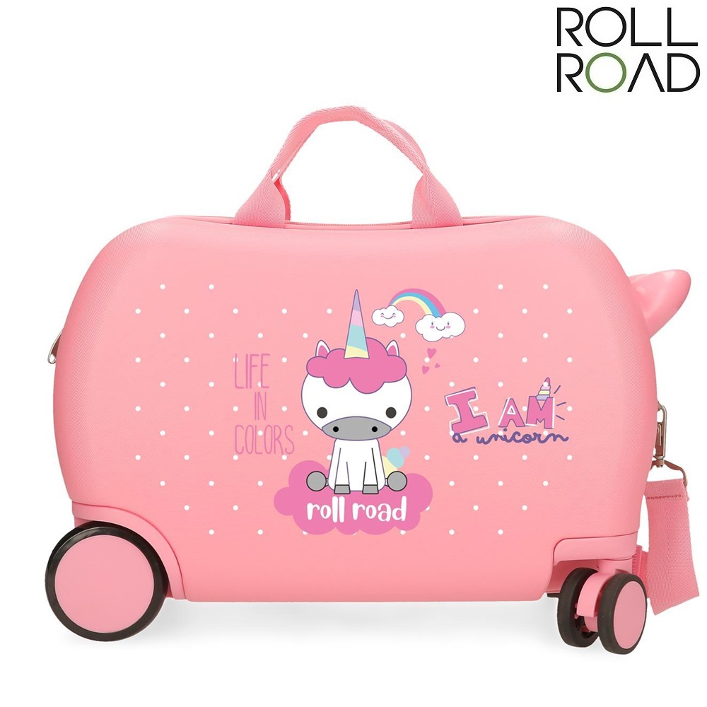 Ride-on suitcase for kids Roll Road I Am Unicorn Pink