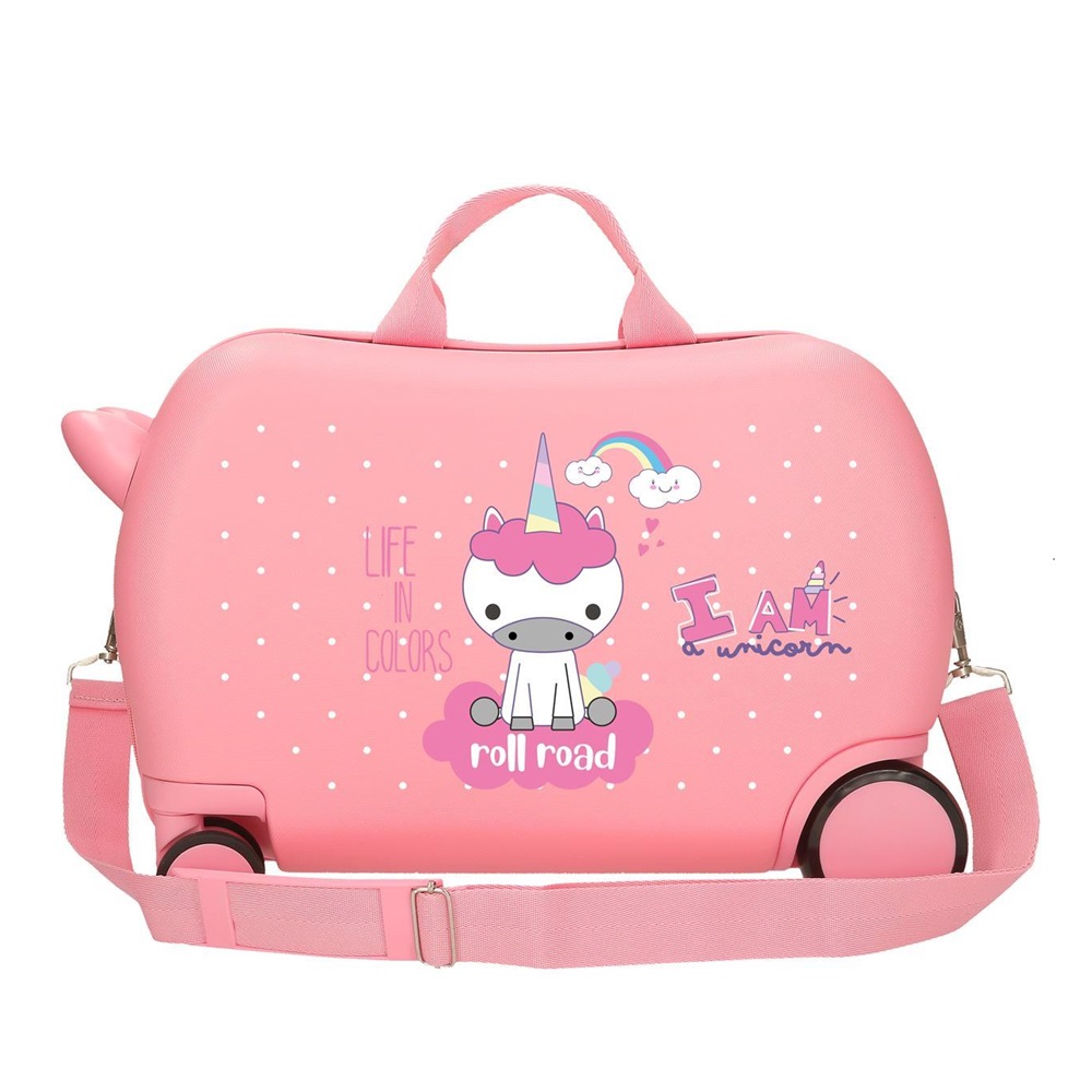 Ride-on suitcase for kids Roll Road I Am Unicorn Pink