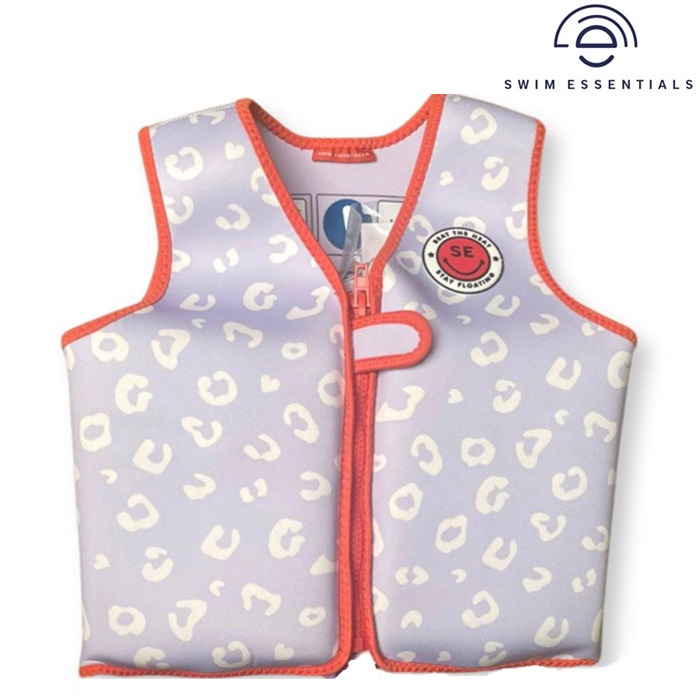 Kids' Swim Jacket - Swim Essentials Lilac Leopard