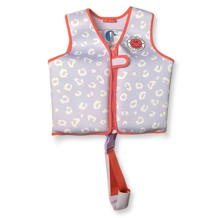 Kids' Swim Jacket - Swim Essentials Lilac Leopard
