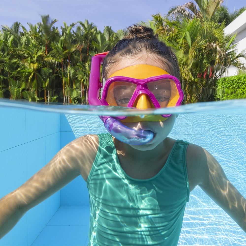 Kids' Swim Mask and Snorkel - Bestway Dominator Cerise