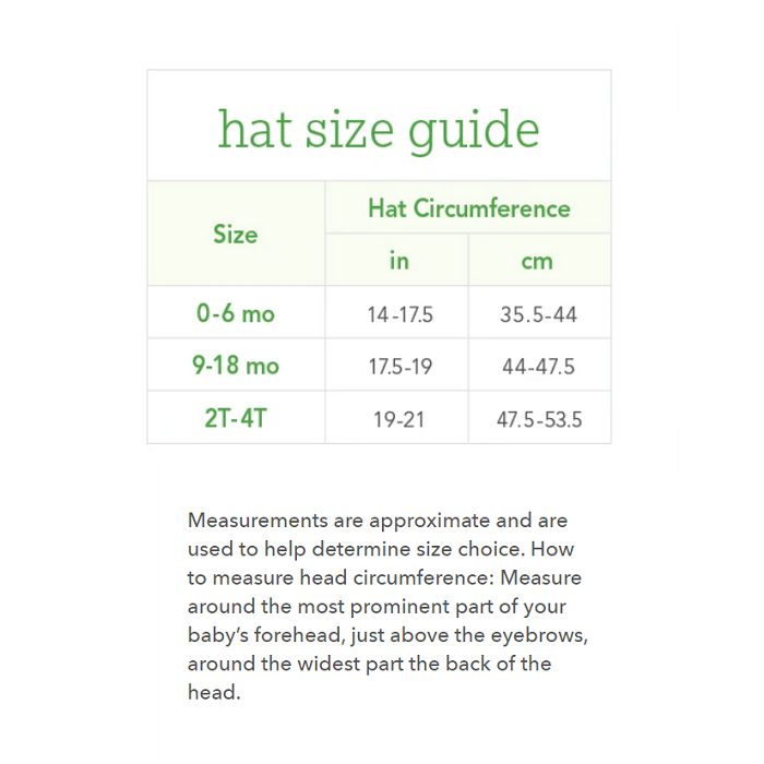 Children's sun hat Green Sprouts Size guide