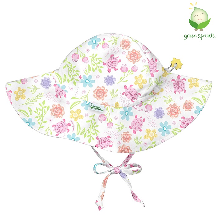 Sun hat for children Green Sprouts White Turtle Floral