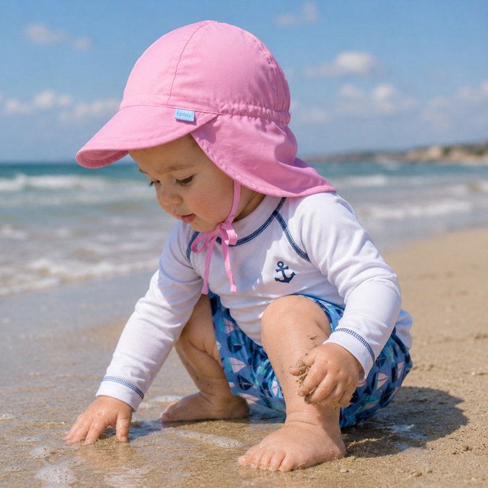 Sun Cap for Kids - Green Sprouts Light Pink