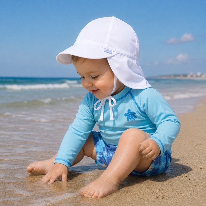 Sun Cap for Kids - Green Sprouts White