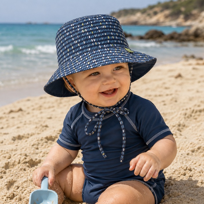 Children's Sun Hat - Lässig Pink Spotted