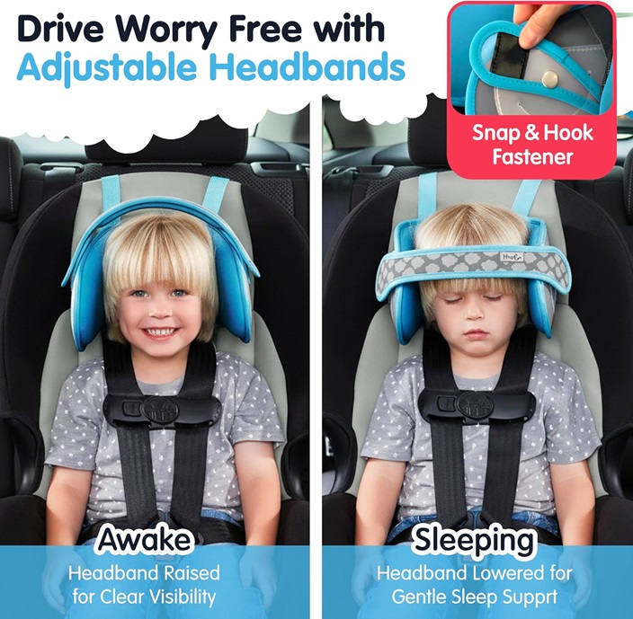 Car headrest and necksupport for kids Nap-Up Blue