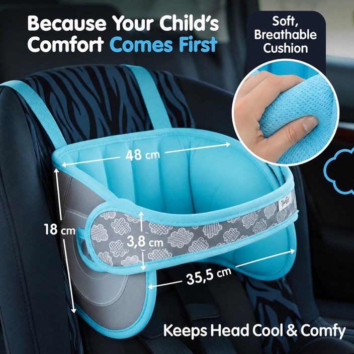 Car headrest and necksupport for kids Nap-Up Blue