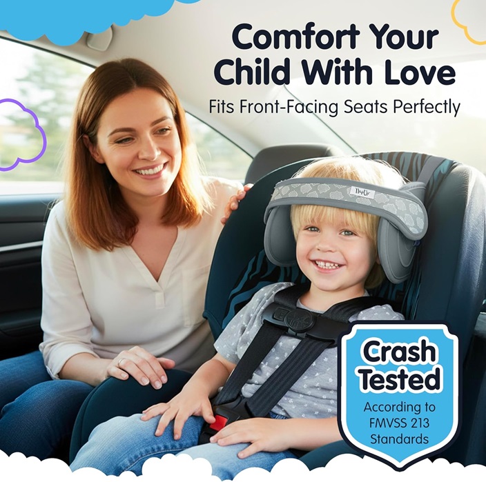 Car headrest and necksupport for kids Nap-Up Grey