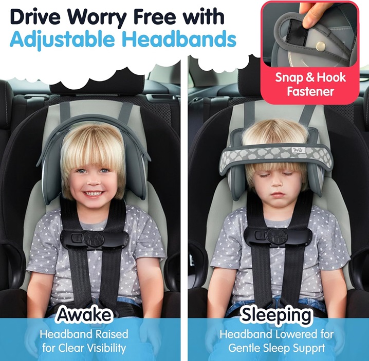 Car headrest and necksupport for kids Nap-Up Grey