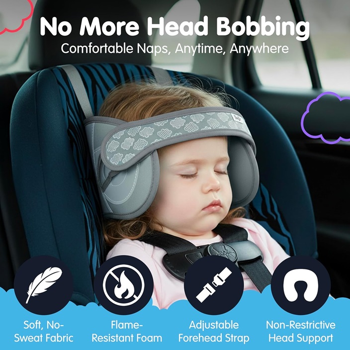 Car headrest and necksupport for kids Nap-Up Grey