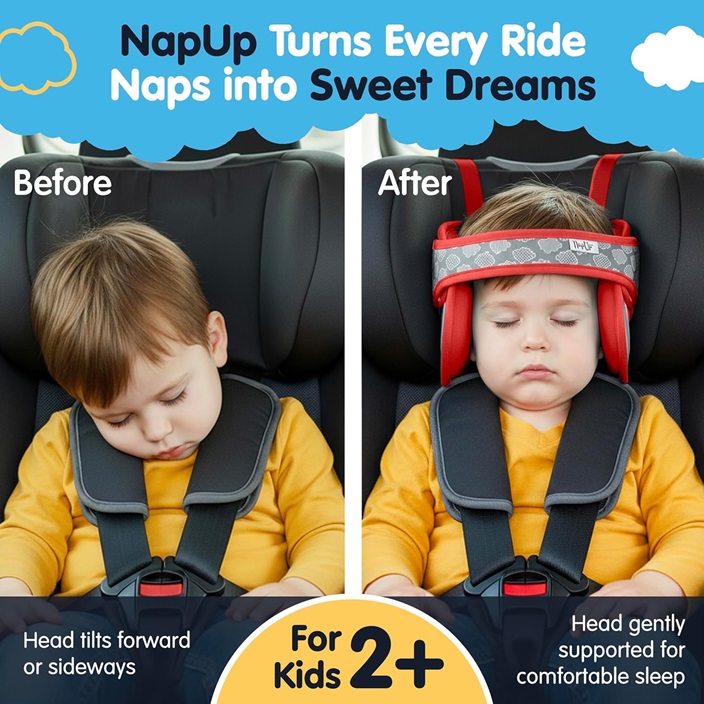 Car headrest and necksupport for kids Nap-Up Red
