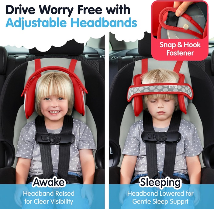 Car headrest and necksupport for kids Nap-Up Red