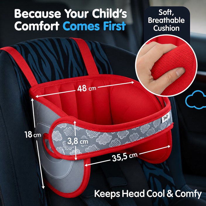 Car headrest and necksupport for kids Nap-Up Red