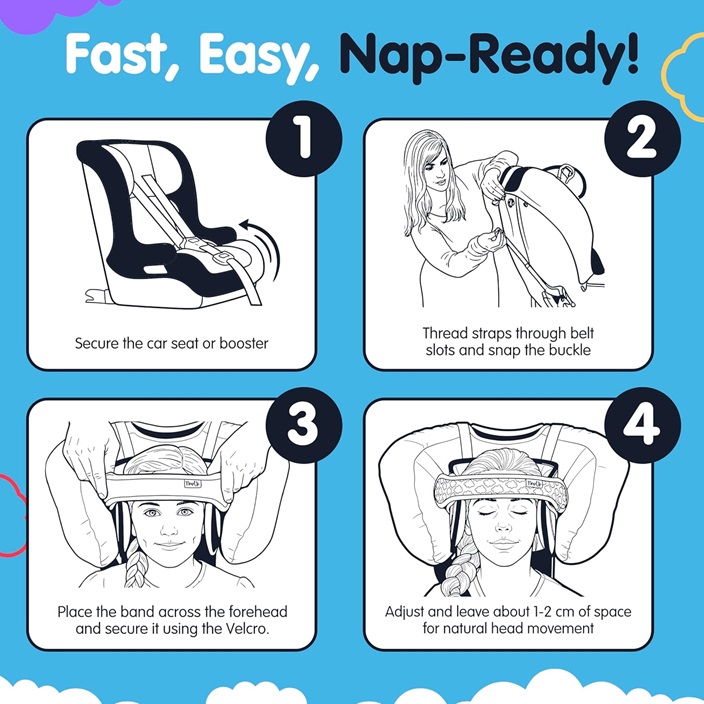 Car headrest and necksupport for kids Nap-Up Red