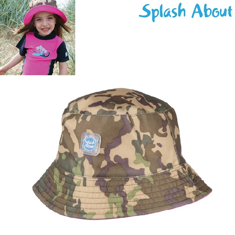 Sun bucket sun hat for children SplashAbout Pink Camo