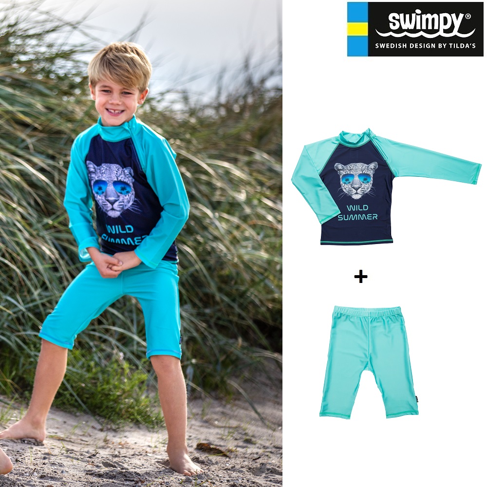 Children's set with Rash Guard and UV Swim Shorts Swimpy Wild Summer