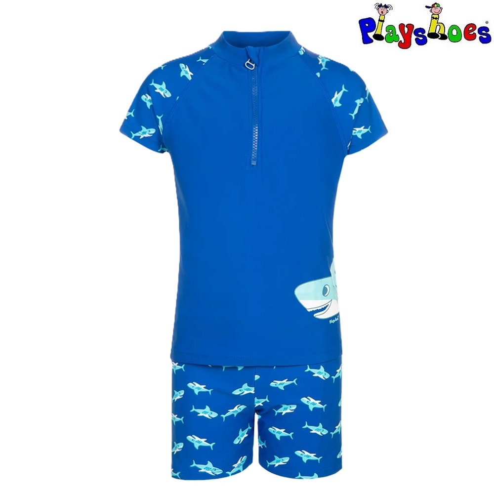 Kids' UV set with Rash Guard and Swim Trunks - Playshoes Shark