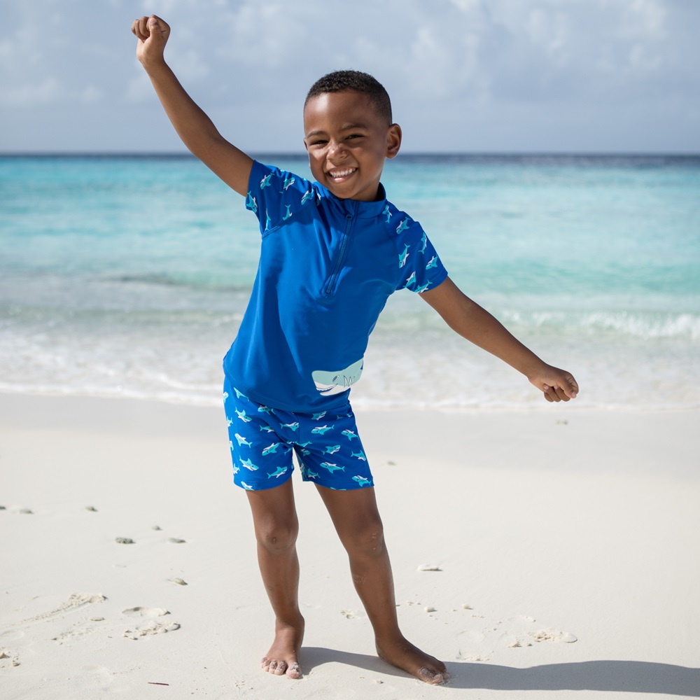 Kids' UV set with Rash Guard and Swim Trunks - Playshoes Shark