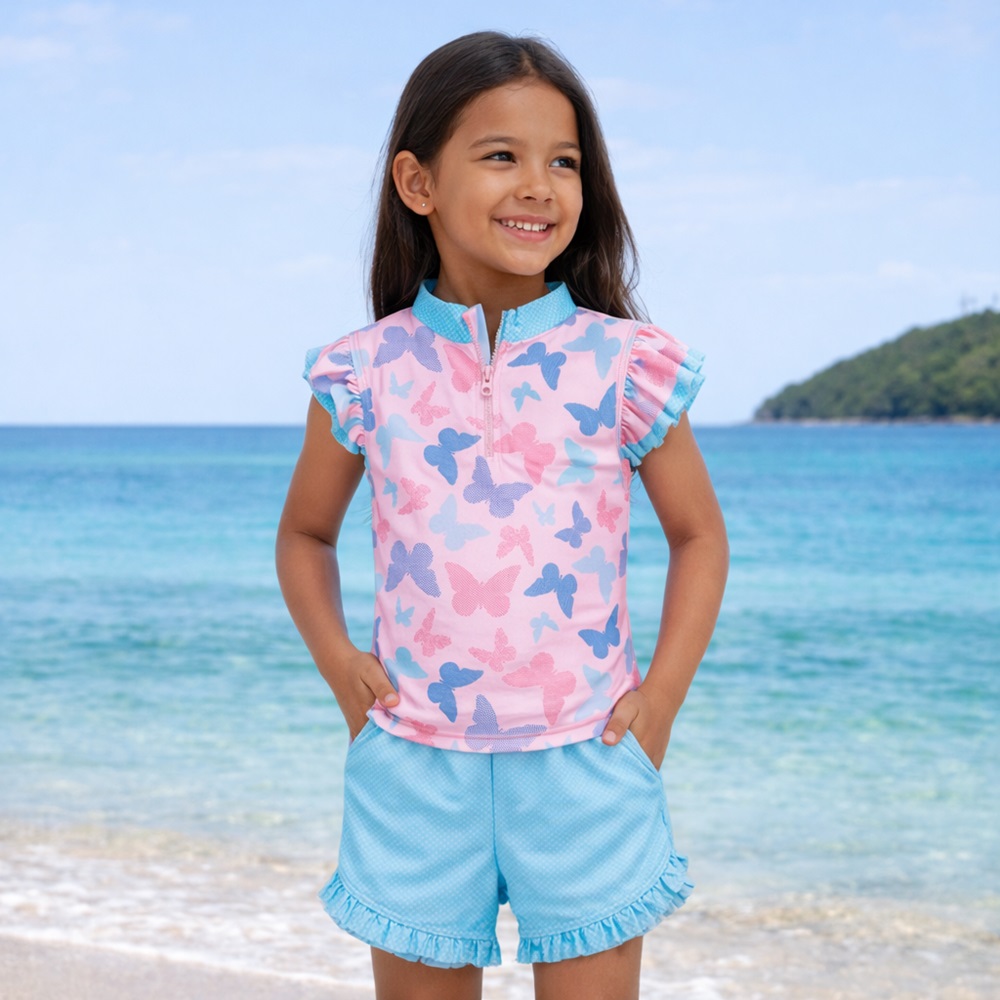 Kids' UV set with Rash Guard and Swim Trunks - Playshoes Butterfly Kids' UV set with Rash Guard and Swim Trunks - Playshoes Butterfly