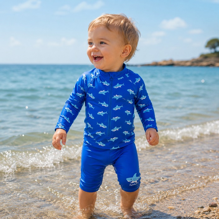 UV Protective Suit for Kids - Playshoes Shark