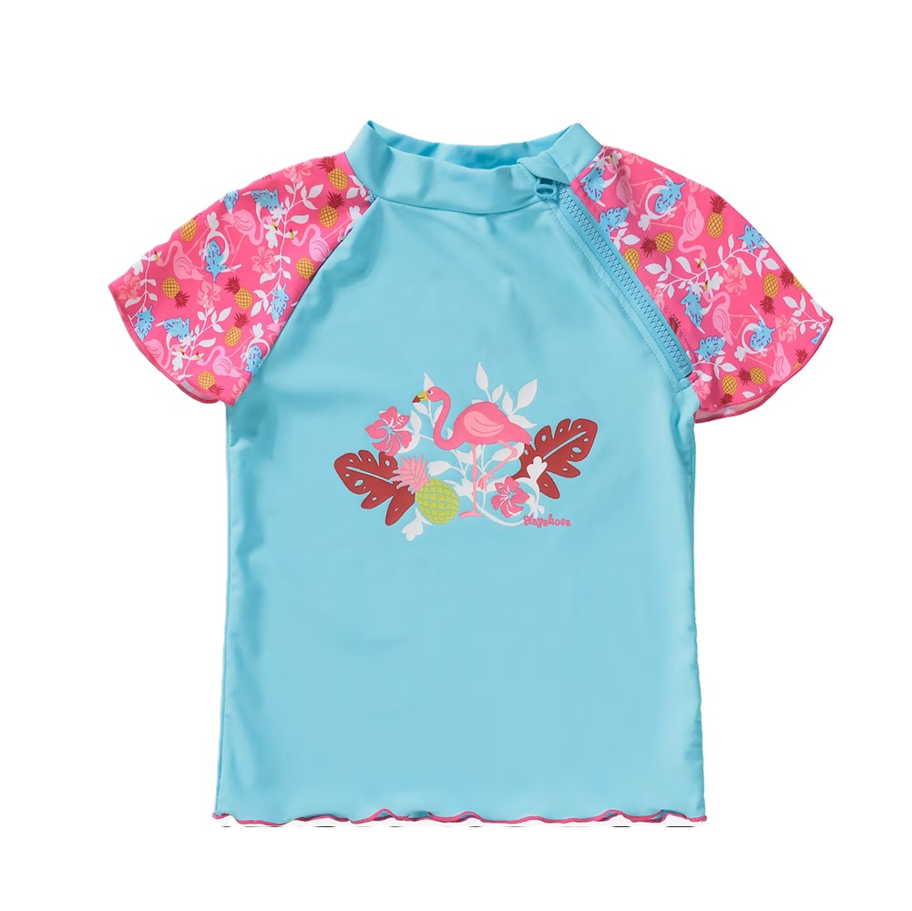 Kids' UV set with Rash Guard and Swim Trunks - Playshoes Flamingo