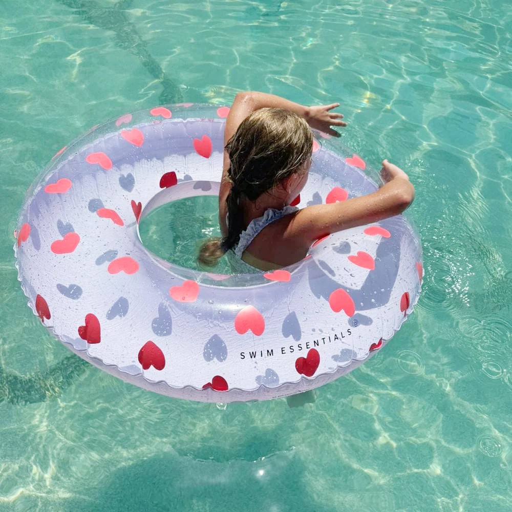 Inflatable Swim Ring XL - Swim Essentials Lilac Hearts
