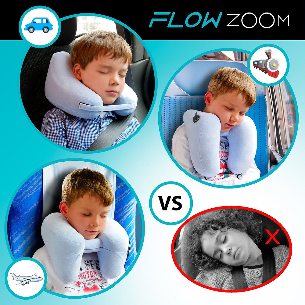 Inflatable travel neck pillow for children Flowzoom Air Pillow Kids Blue