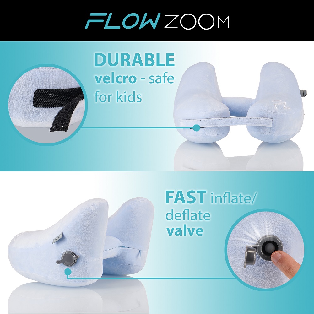 Inflatable travel neck pillow for children Flowzoom Air Pillow Kids Blue