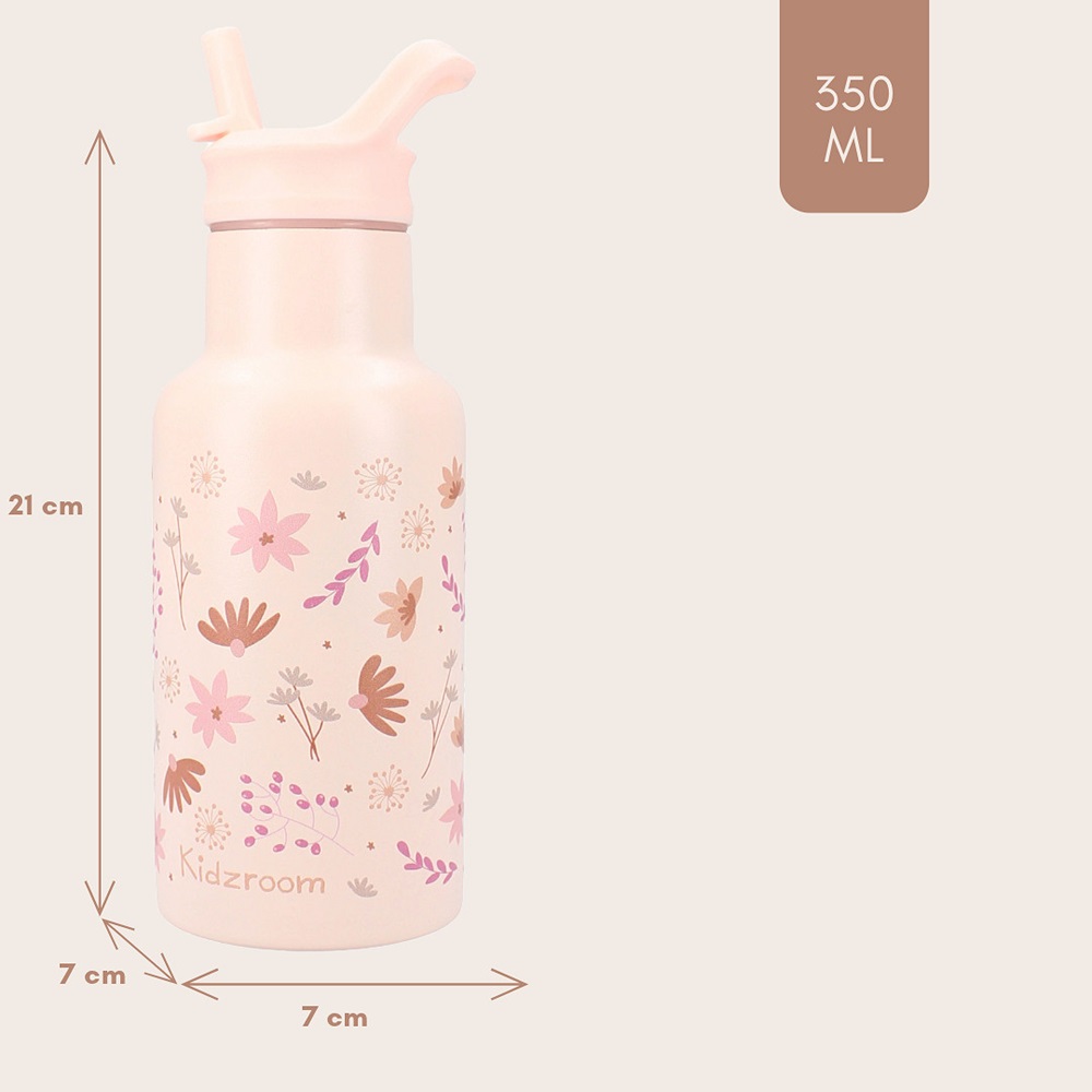 Metal drinking bottle for kids Kidzroom Flowers