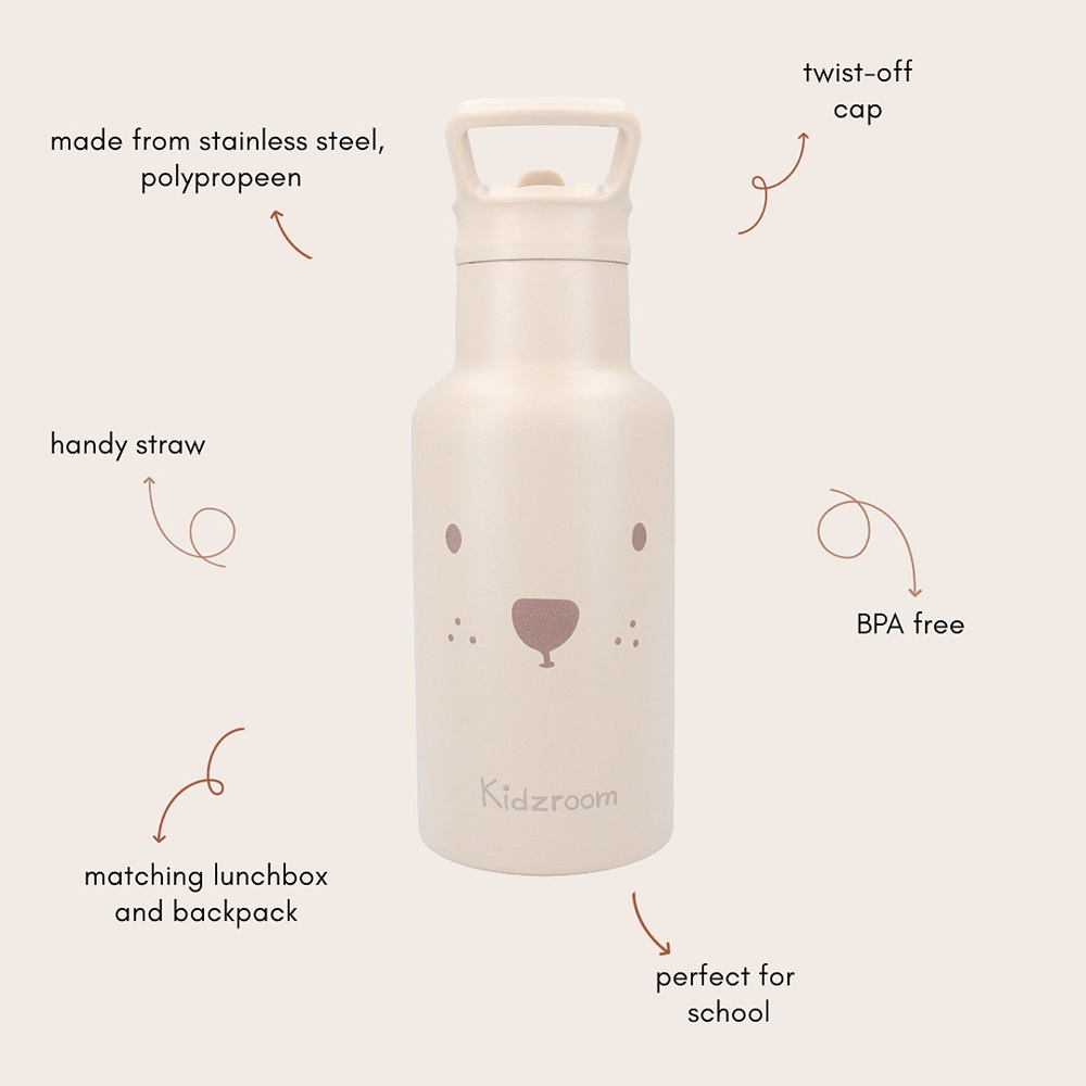 Metal drinking bottle for kids Kidzroom Beary Excited