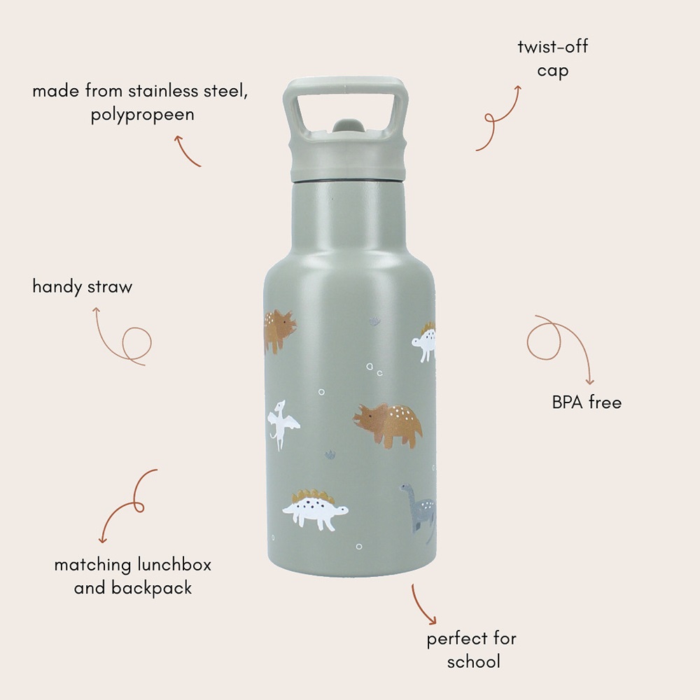 Metal drinking bottle for kids Kidzroom Dinos